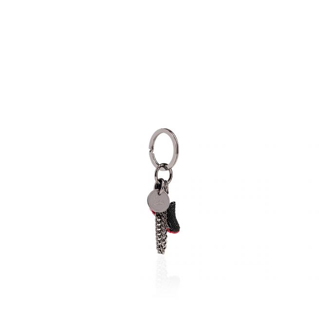 Christian Louboutin M Lauf Metallic Finish Keyrings Schlüsselring Damen Schwarz Rot | AT-34217