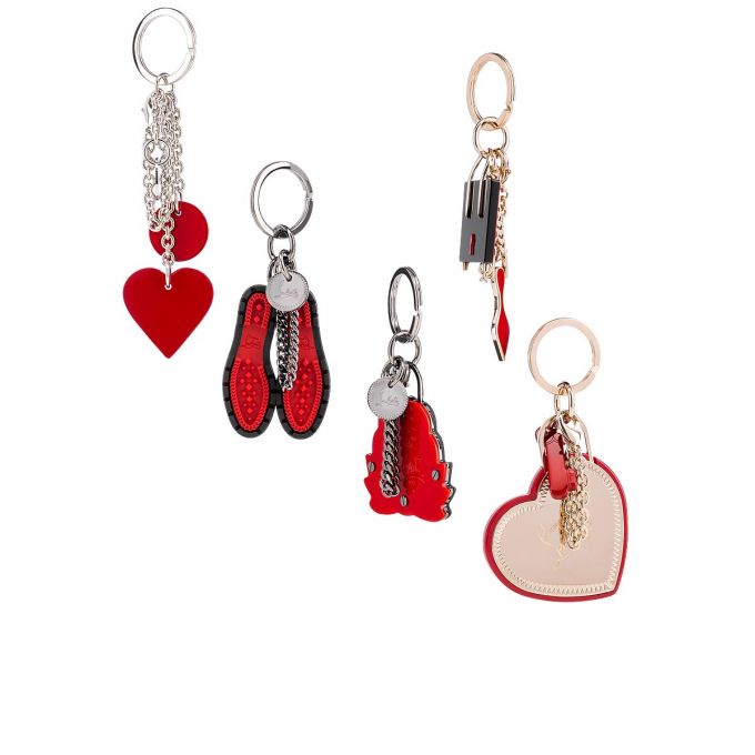 Christian Louboutin M Lug Sole Metallic Finish Keyrings Schlüsselring Herren Schwarz Rot | AT-07336