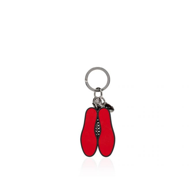 Christian Louboutin M Lug Sole Metallic Finish Keyrings Schlüsselring Herren Schwarz Rot | AT-07336