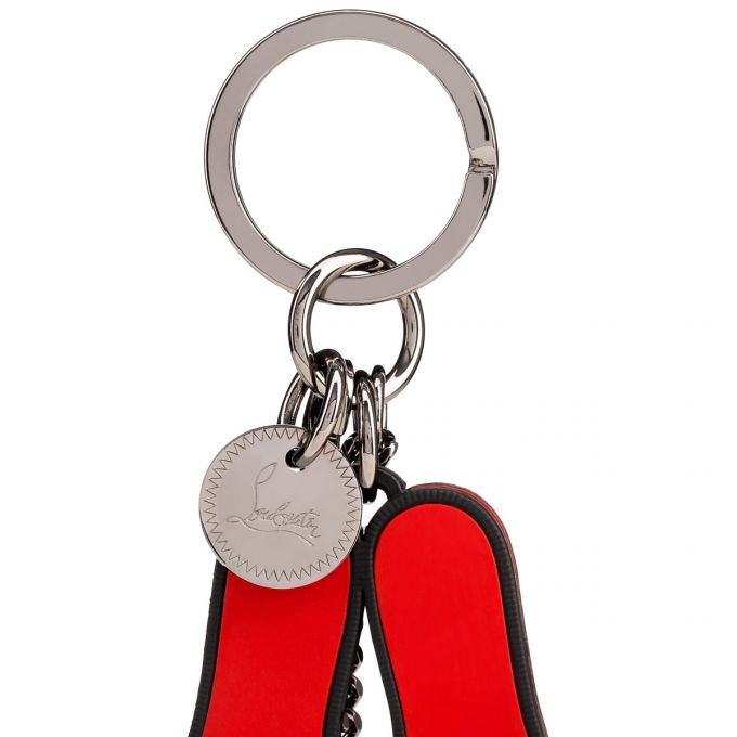 Christian Louboutin M Lug Sole Metallic Finish Keyrings Schlüsselring Herren Schwarz Rot | AT-07336