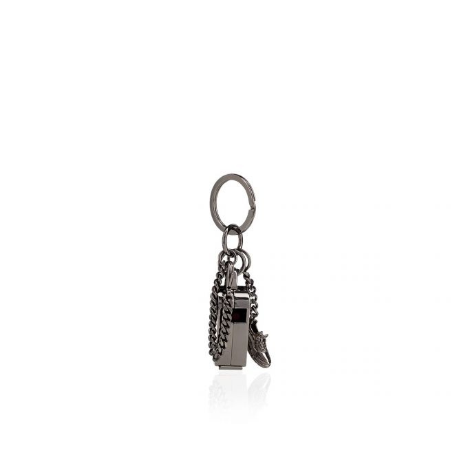 Christian Louboutin M Whistle Keyri Gunmetal Metallic Finish Keyrings Schlüsselring Damen Metal | AT-63143