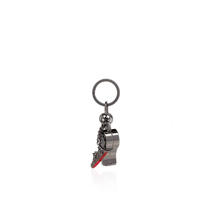 Christian Louboutin M Whistle Keyri Gunmetal Metallic Finish Keyrings Schlüsselring Damen Metal | AT-63143