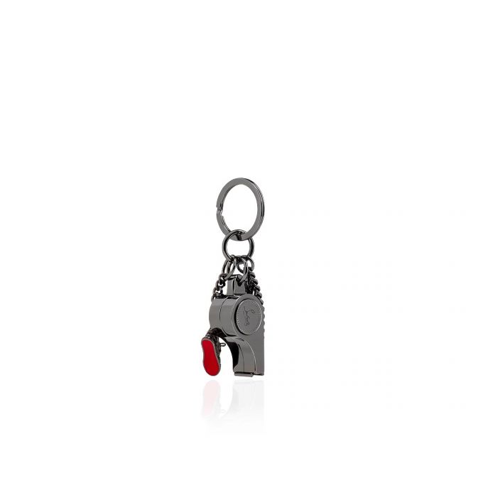 Christian Louboutin M Whistle Keyri Gunmetal Metallic Finish Keyrings Schlüsselring Damen Metal | AT-63143