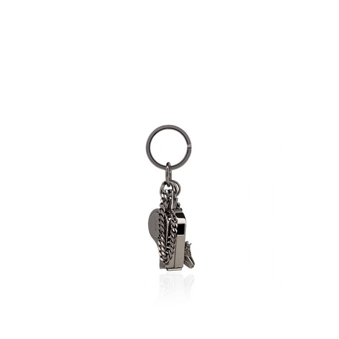 Christian Louboutin M Whistle Keyri Gunmetal Metallic Finish Keyrings Schlüsselring Damen Metal | AT-63143