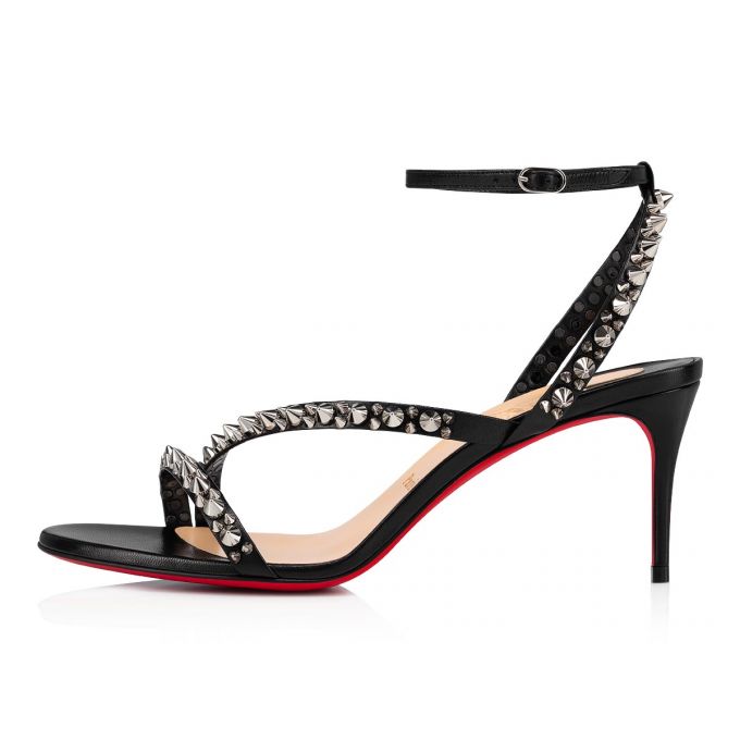 Christian Louboutin Mafaldina Spikes 70 Sandals Sandalen Damen Schwarz Silber | AT-85027