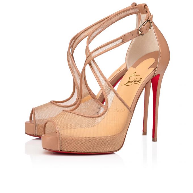 Christian Louboutin Mariacar 120 Fishnet T Riemen T Strap Damen Beige | AT-45532