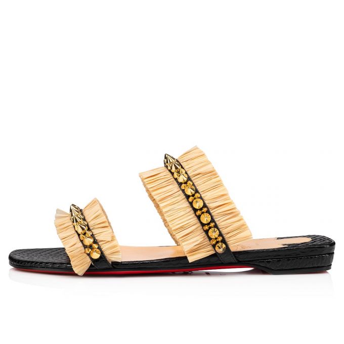 Christian Louboutin Marivodou Calf Sandals Sandalen Damen Schwarz Beige | AT-41016