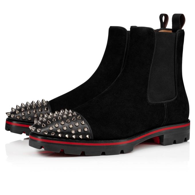 Christian Louboutin Melon Spikes 000 Calf Booty Stiefel Herren Schwarz | AT-62900