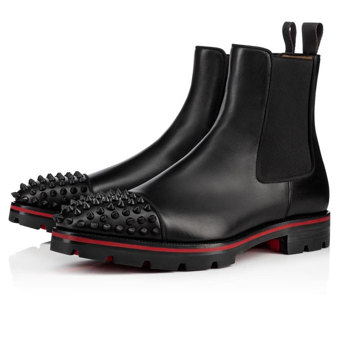 Christian Louboutin Melon Spikes 000 Mat Calf Booty Stiefel Herren Schwarz | AT-38615