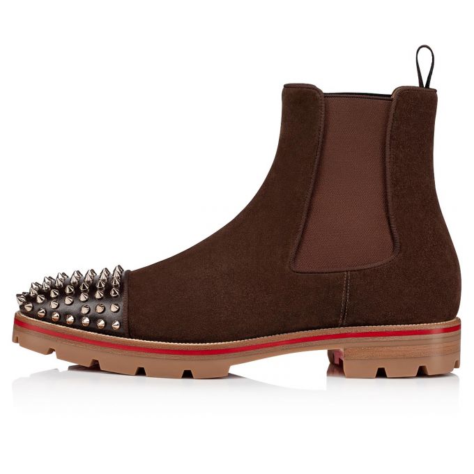 Christian Louboutin Melon Spikes Version Metal Veau Velours Booty Stiefel Herren Metal | AT-93120