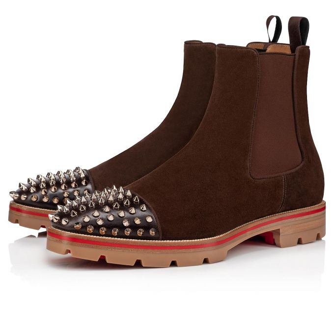 Christian Louboutin Melon Spikes Version Metal Veau Velours Booty Stiefel Herren Metal | AT-93120