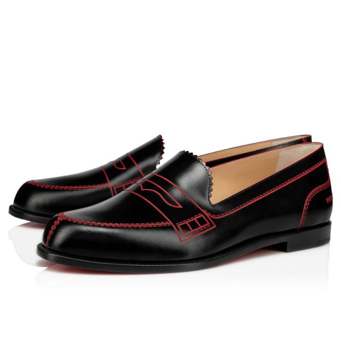 Christian Louboutin Mocalaureat 000 Calf Flats Flats Damen Schwarz Rot | AT-47750