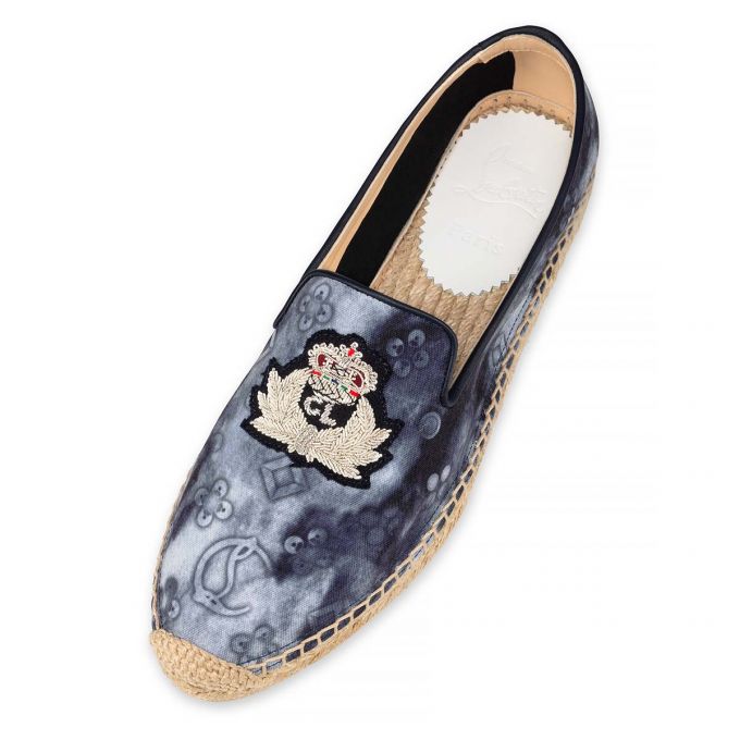 Christian Louboutin Nanou Orlato Baumwoll Flats Flats Damen Mehrfarbig Blau | AT-80703