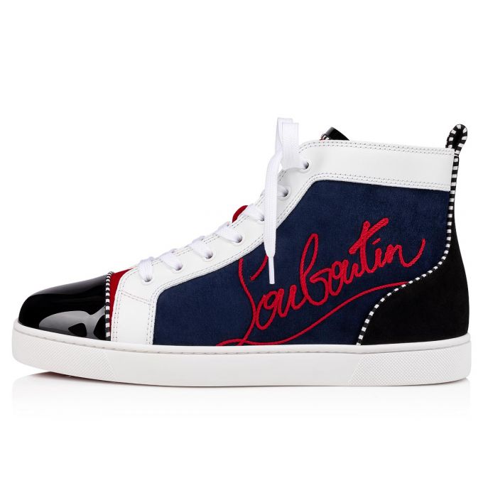 Christian Louboutin Navy Louis 000 Version Veau Velours Sneakers Sneakers Herren Mehrfarbig | AT-20574