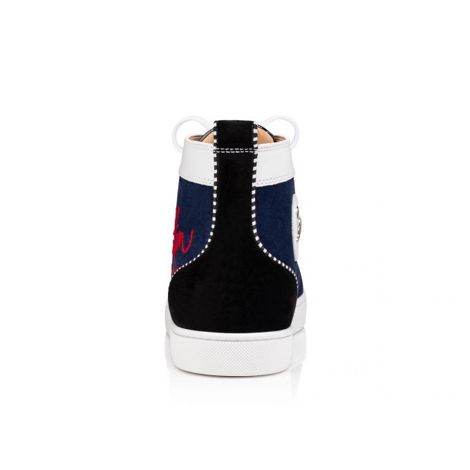 Christian Louboutin Navy Louis 000 Version Veau Velours Sneakers Sneakers Herren Mehrfarbig | AT-20574