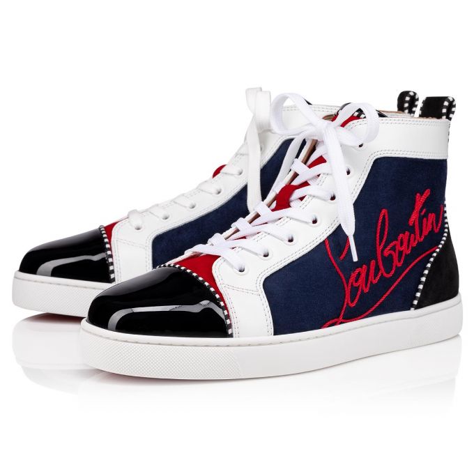 Christian Louboutin Navy Louis 000 Version Veau Velours Sneakers Sneakers Herren Mehrfarbig | AT-20574