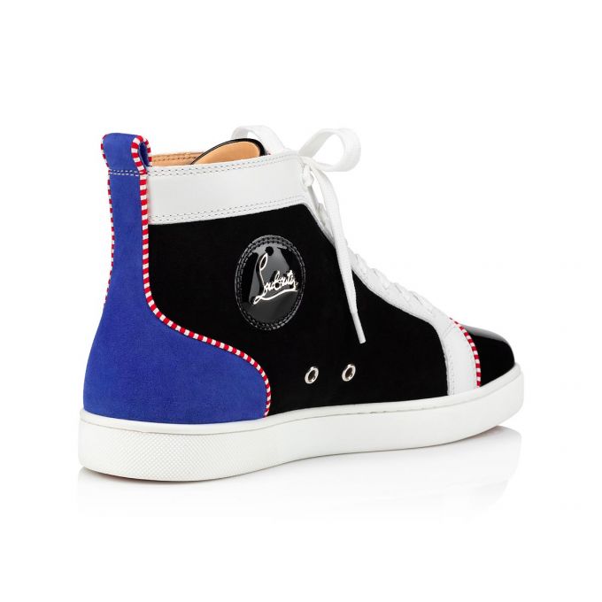 Christian Louboutin Navy Louis 000 Version Veau Velours Sneakers Sneakers Herren Schwarz Blau | AT-28197