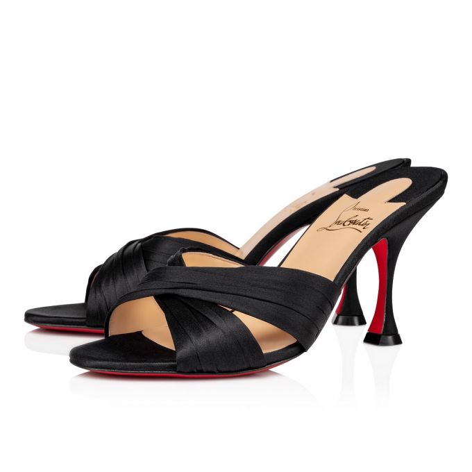 Christian Louboutin Nicol Is Back 85 Crepe Satin/Satin/Lurex Sandals Sandalen Damen Schwarz Beige | AT-23645