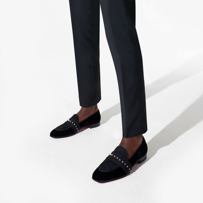 Christian Louboutin Nit Night Klassische Fabric Loafer Loafers Herren Schwarz Silber | AT-04252