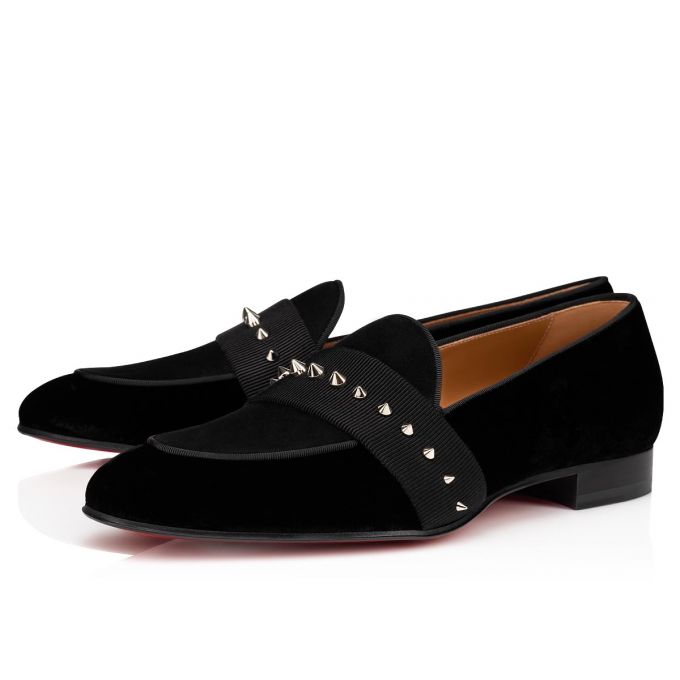 Christian Louboutin Nit Night Klassische Fabric Loafer Loafers Herren Schwarz Silber | AT-04252