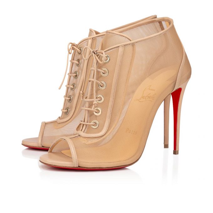 Christian Louboutin Open Ondessa 100 Spitze Boots Stiefel Damen Beige | AT-28717