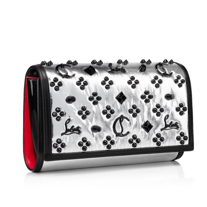 Christian Louboutin Paloma Clutch Creative Fabric Pouches Beuteltasche Damen Silber Schwarz | AT-07852