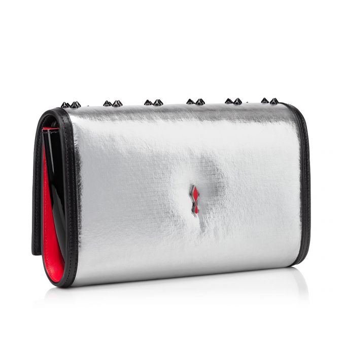 Christian Louboutin Paloma Clutch Creative Fabric Pouches Beuteltasche Damen Silber Schwarz | AT-07852