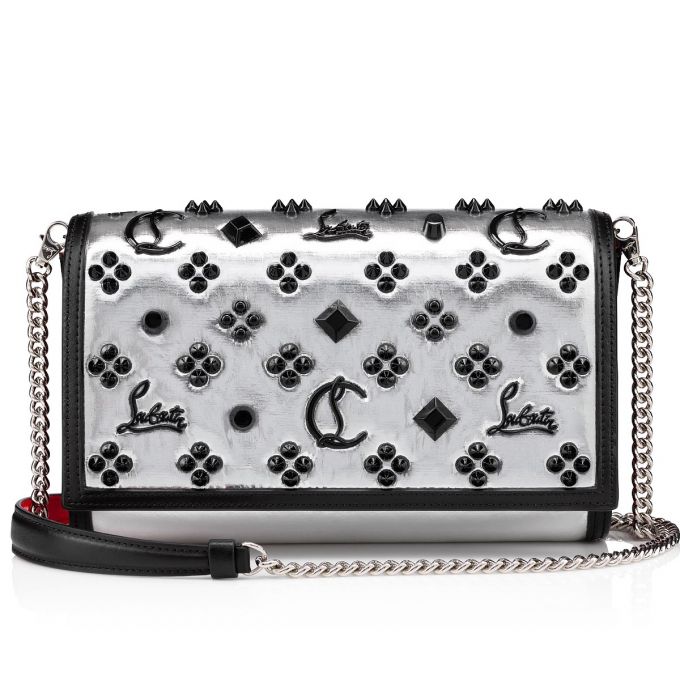 Christian Louboutin Paloma Clutch Creative Fabric Pouches Beuteltasche Damen Silber Schwarz | AT-07852