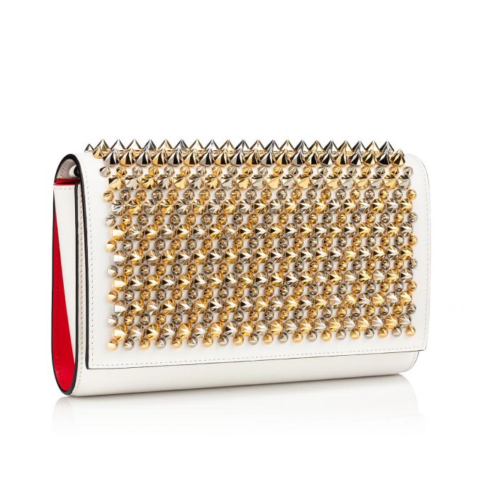 Christian Louboutin Paloma Clutch Klassische Leder Pouches Beuteltasche Damen Weiß Mehrfarbig | AT-57699