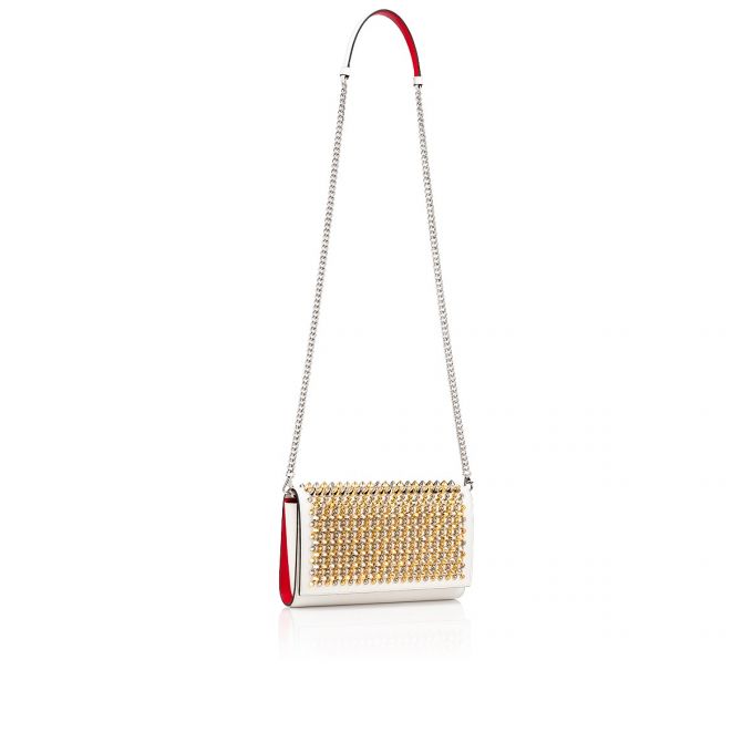 Christian Louboutin Paloma Clutch Klassische Leder Pouches Beuteltasche Damen Weiß Mehrfarbig | AT-57699