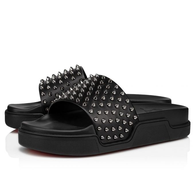 Christian Louboutin Pool Fun 000 Calf Sandals Espadrilles & Sandals Herren Schwarz | AT-08466