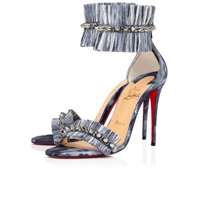 Christian Louboutin Poupedou 100 Baumwoll Sandals Sandalen Damen Mehrfarbig Blau | AT-72365