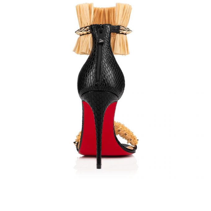 Christian Louboutin Poupedou 100 Calf Sandals Sandalen Damen Schwarz Beige | AT-70674