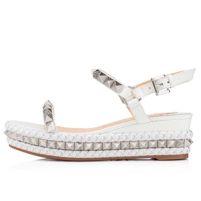 Christian Louboutin Pyraclou 60 Calf Espadrilles Espadrilles Damen Weiß | AT-25169