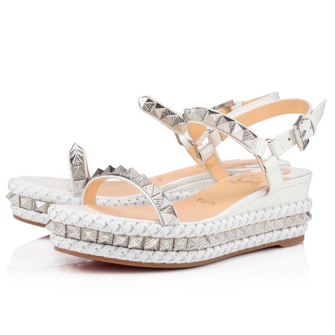 Christian Louboutin Pyraclou 60 Calf Espadrilles Espadrilles Damen Weiß | AT-25169