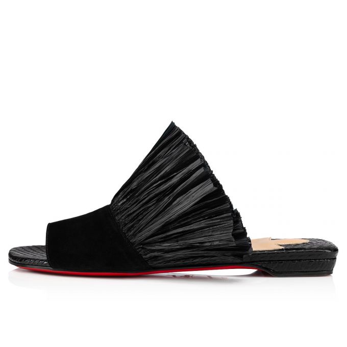 Christian Louboutin Rafinani Veau Velours Sandals Sandalen Damen Schwarz | AT-10943