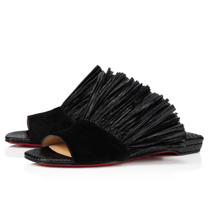 Christian Louboutin Rafinani Veau Velours Sandals Sandalen Damen Schwarz | AT-10943