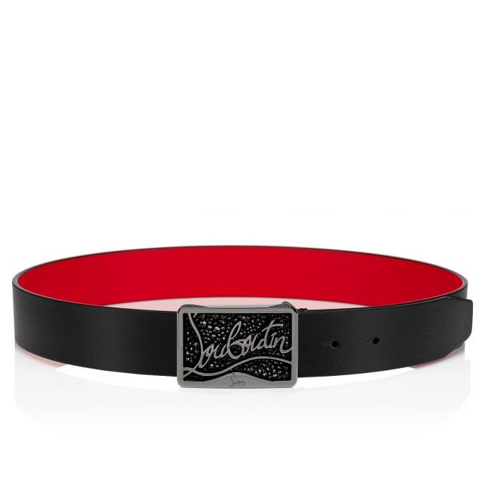 Christian Louboutin Ricky Belt Klassische Leder Belts Gürtel Herren Schwarz | AT-66331