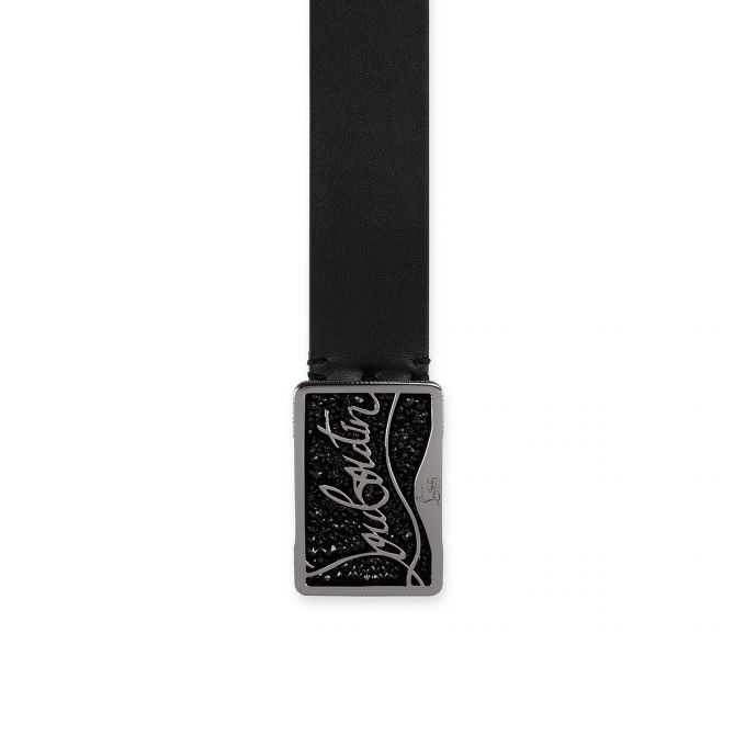 Christian Louboutin Ricky Belt Klassische Leder Belts Gürtel Herren Schwarz | AT-66331