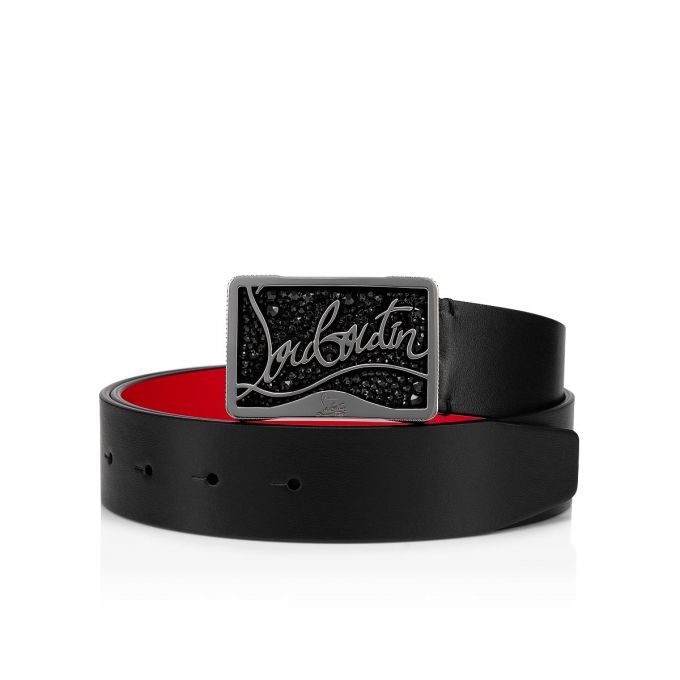 Christian Louboutin Ricky Belt Klassische Leder Belts Gürtel Herren Schwarz | AT-66331