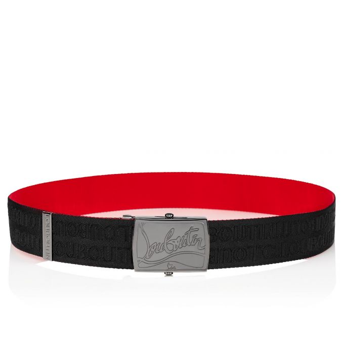 Christian Louboutin Ricky Plate Belt Klassische Fabric Belts Gürtel Herren Schwarz | AT-98835