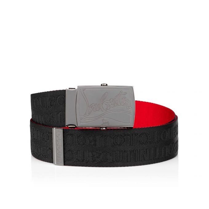 Christian Louboutin Ricky Plate Belt Klassische Fabric Belts Gürtel Herren Schwarz | AT-98835