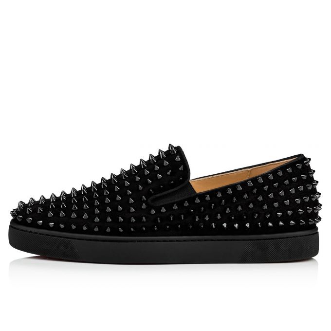 Christian Louboutin Roller-boat 000 Veau Velours Sneakers Sneakers Herren Schwarz | AT-34914