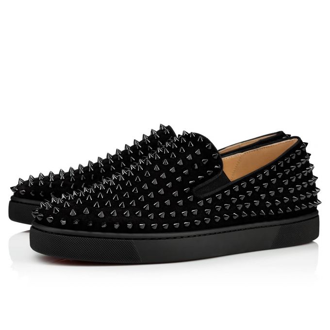 Christian Louboutin Roller-boat 000 Veau Velours Sneakers Sneakers Herren Schwarz | AT-34914