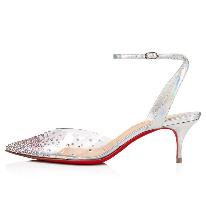 Christian Louboutin Spikaqueen 055 55 Version Pvc Sandals Sandalen Damen Silber | AT-78889