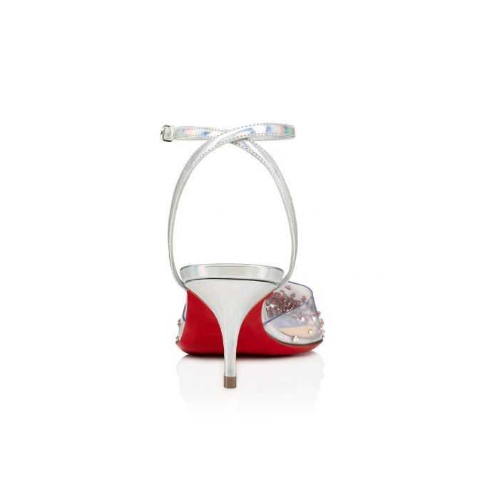 Christian Louboutin Spikaqueen 055 55 Version Pvc Sandals Sandalen Damen Silber | AT-78889