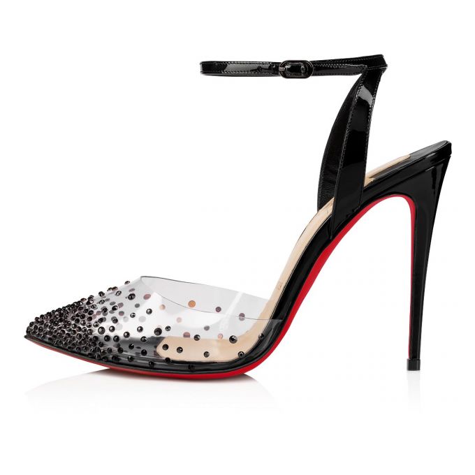 Christian Louboutin Spikaqueen 100 100 Version Pvc Sandals Sandalen Damen Schwarz | AT-77892