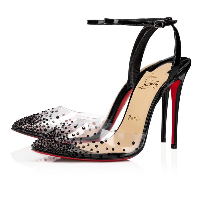 Christian Louboutin Spikaqueen 100 100 Version Pvc Sandals Sandalen Damen Schwarz | AT-77892