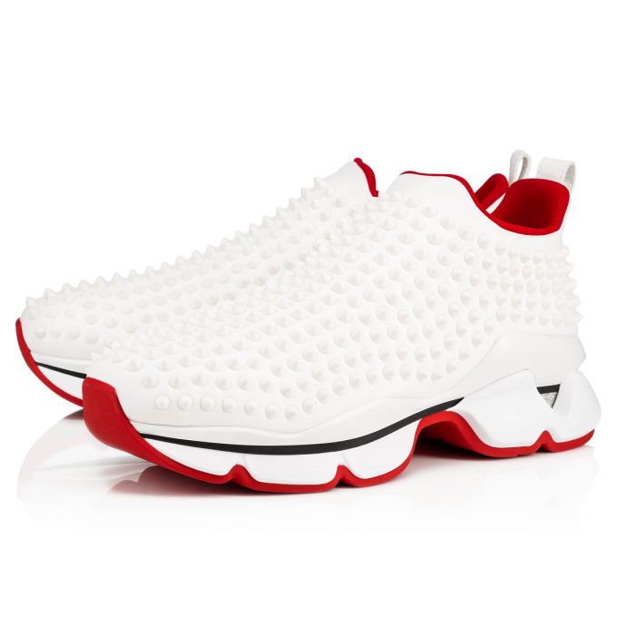 Christian Louboutin Spike-sock 000 Mat Neopren Sneakers Sneakers Herren Weiß Rot | AT-95597