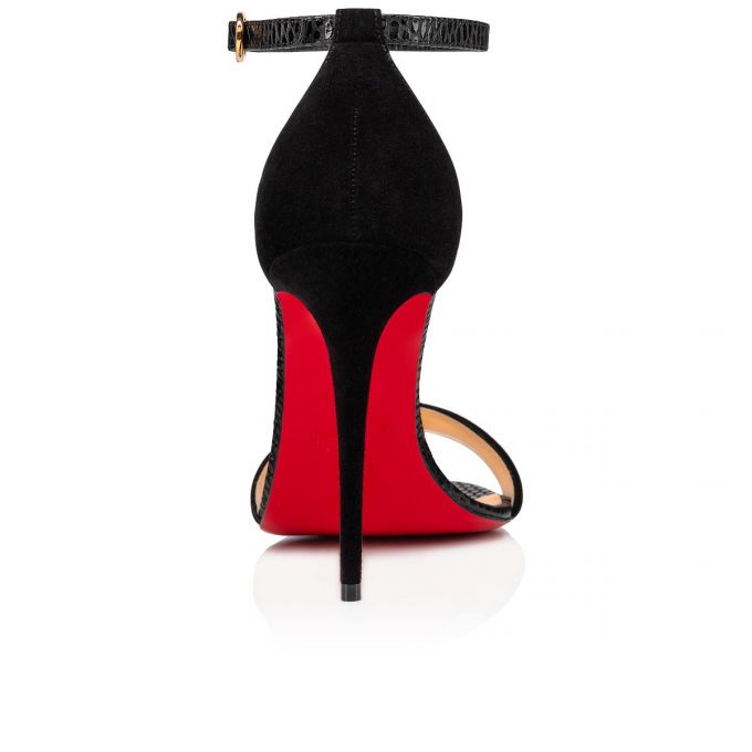 Christian Louboutin Stanisandal 100 Veau Velours Sandals Sandalen Damen Schwarz | AT-33852